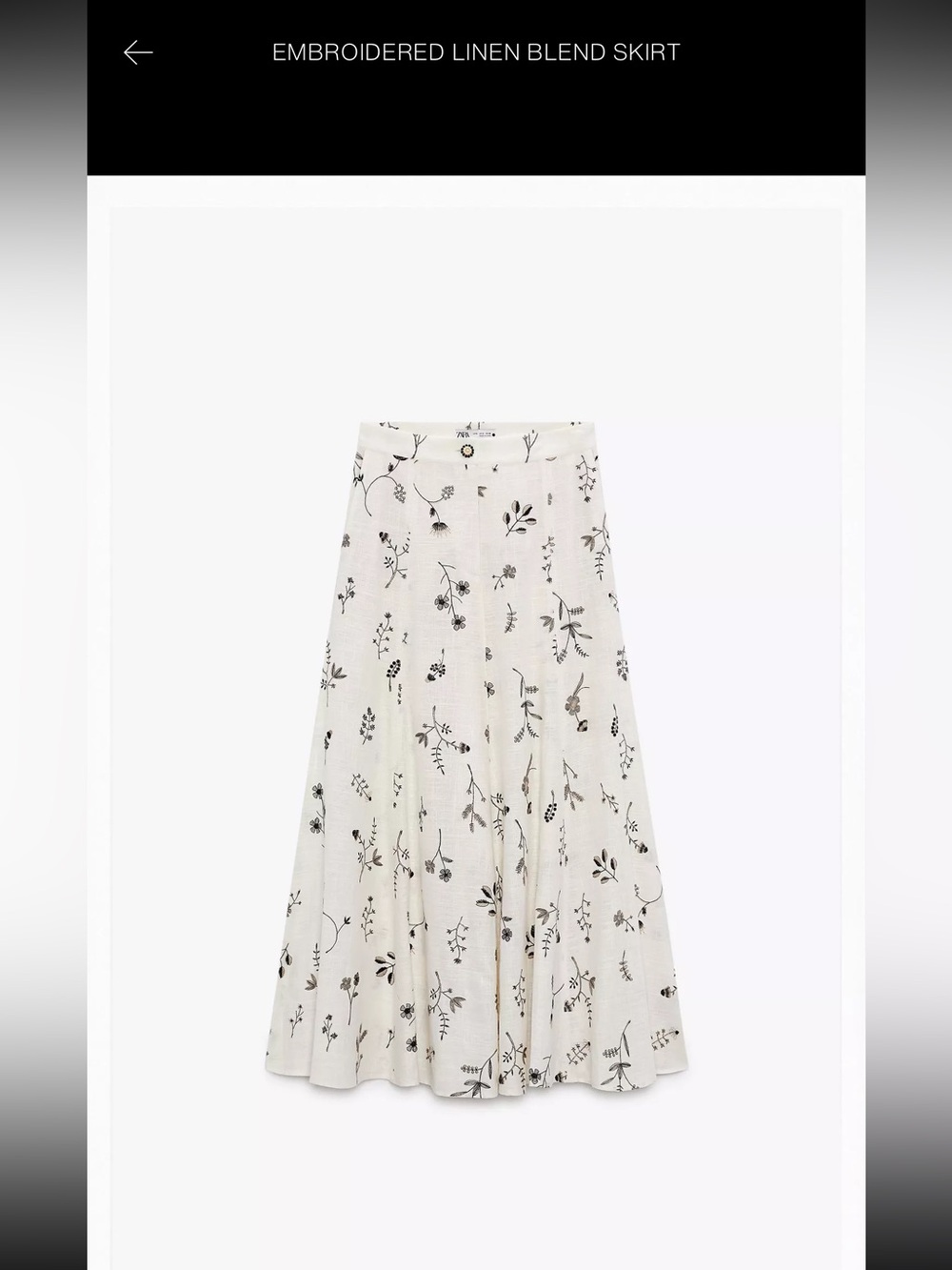 Embroidered Linen Blend White Floral Midi/maxi Skirt size Small